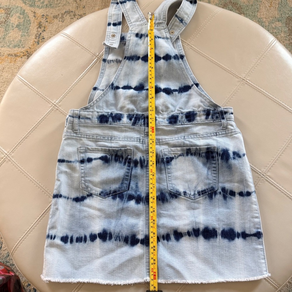 The Children's Place Skirtails Girls 12 Blue Tie Dye Denim Pinafore Skirt - Picture 3 of 9